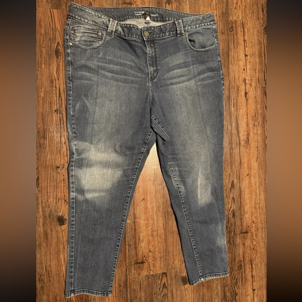 Lane Bryant High Rise Jegging Jeans Womens Plus Size 26 Dark Wash Bleach Accents